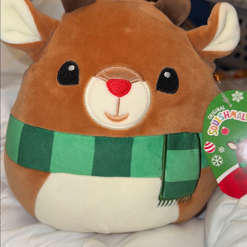 Squishmallows Festive Reindeer with Green Scarf! BNWT!
